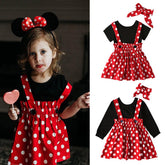 Summer Short Sleeve Dot Dance Suspender Skirt Baby Girls Cartoon-TB00846-Veeddydropshipping